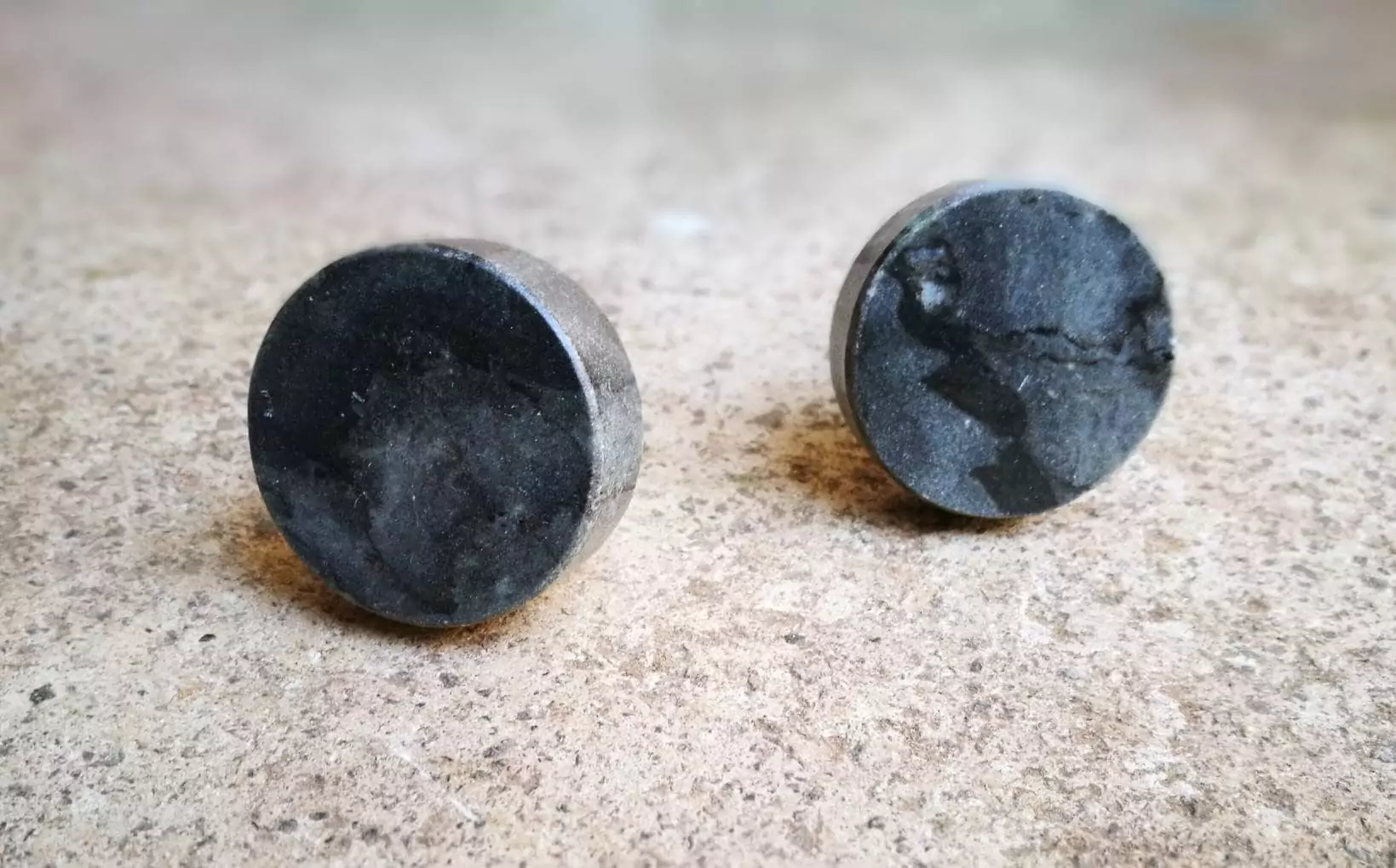 The Grey Marbled Stone Circular Door Knob Classic Stone Pull