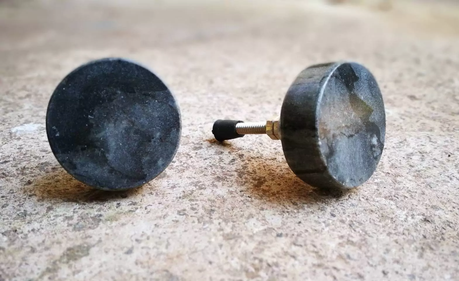 The Grey Marbled Stone Circular Door Knob Classic Stone Pull