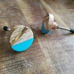 The Teal Third Pull Sea Green & Brass Modern Cabinet Knob