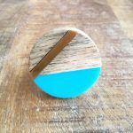 The Teal Third Pull Sea Green & Brass Modern Cabinet Knob