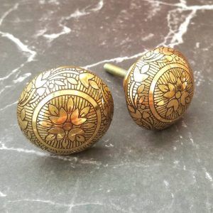 The Brass Floral Surround Hand Crafted Brass Cabinet Knob