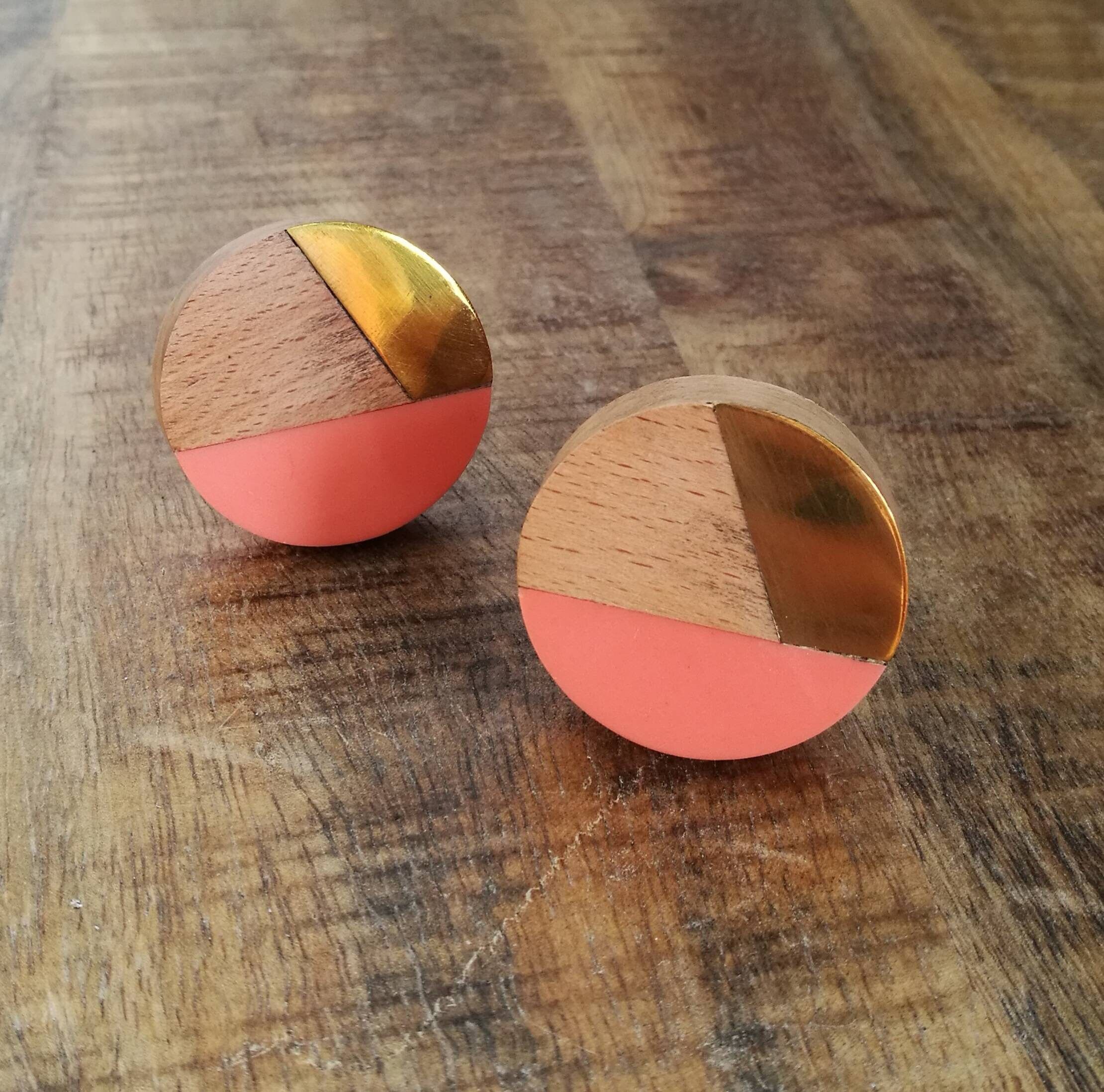 The Peach Brass Geo Knob Unique Geometric Cabinet Pull