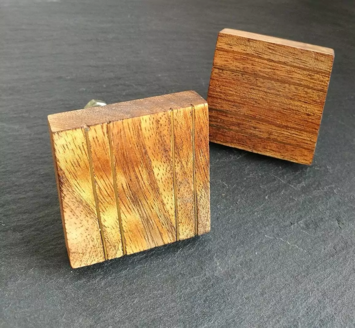The Brass Lined Wood Square Mango Wood & Brass Knob