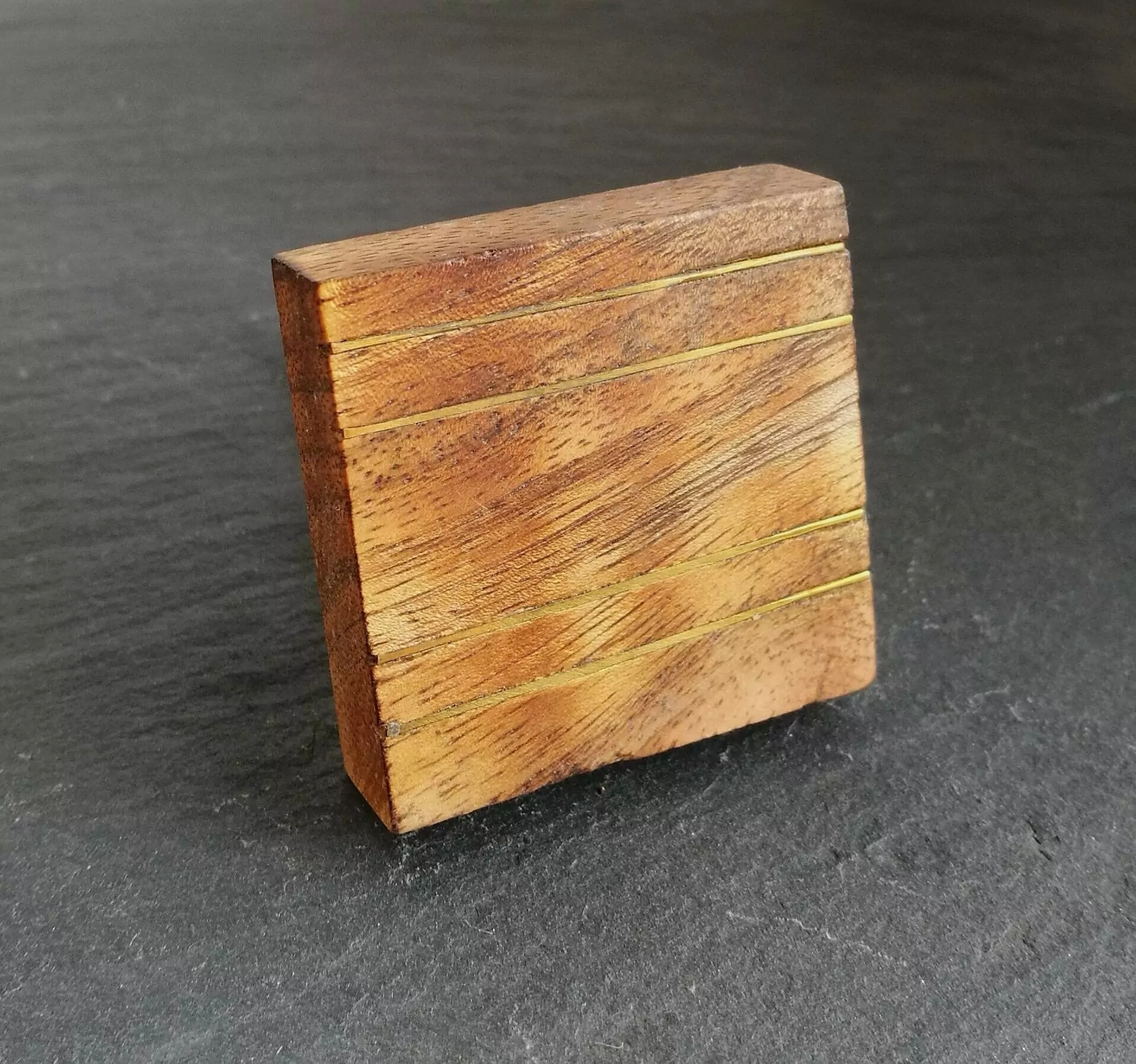 The Brass Lined Wood Square Mango Wood & Brass Knob