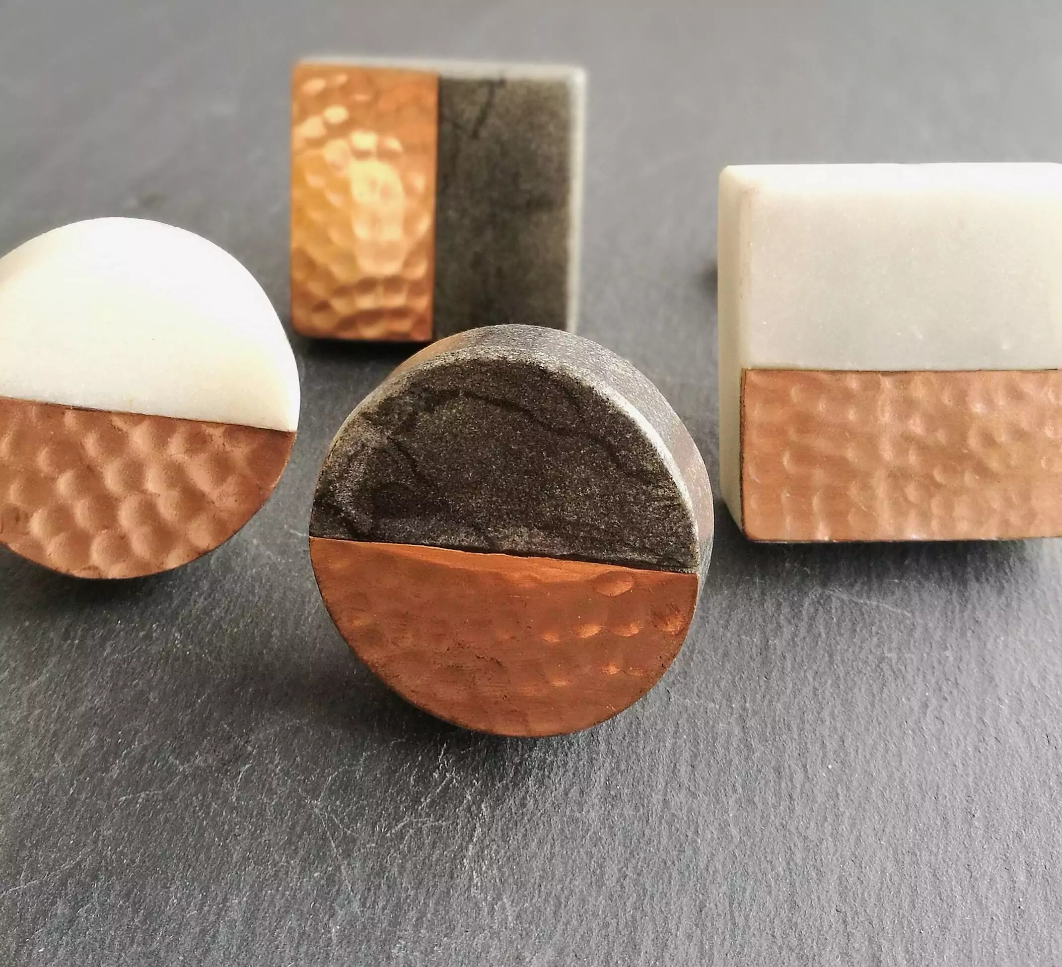 The Hammered Copper Semi Circle - White