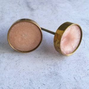 The Muted Pink Pull Light Pink & Brass Cabinet Door Knob