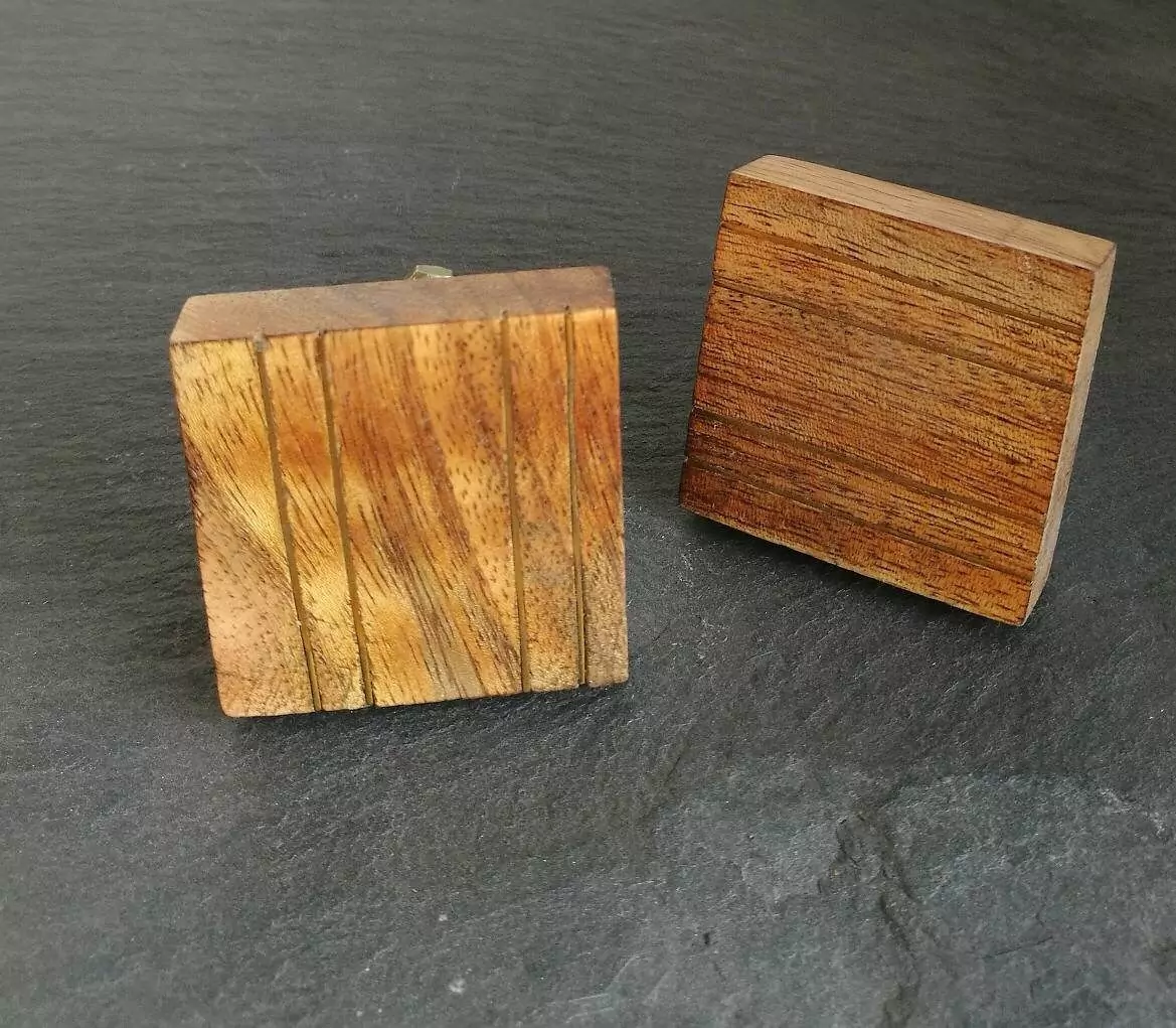 The Brass Lined Wood Square Mango Wood & Brass Knob