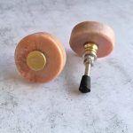 The Marbled Pink Brass Disc Unique Stone Cabinet Hardware