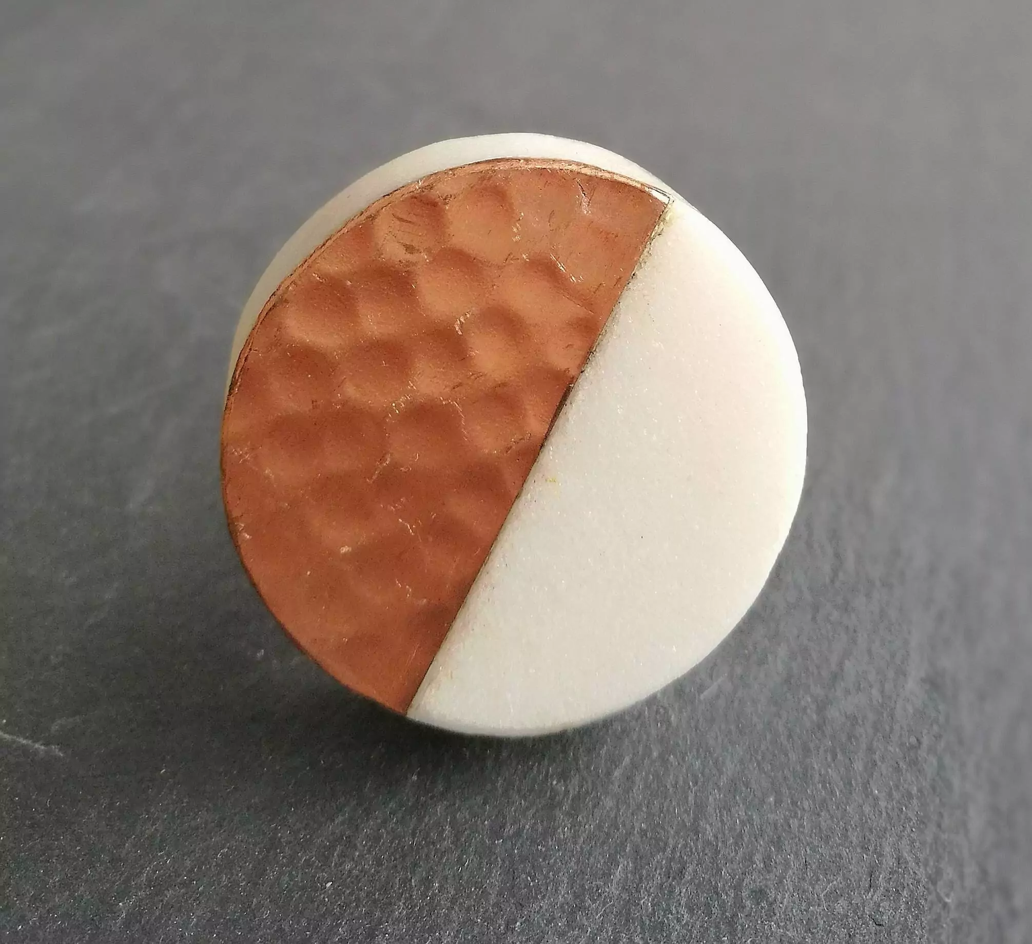 The Hammered Copper Semi Circle - White