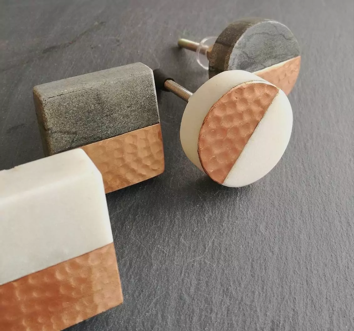 The Hammered Copper Semi Circle - White