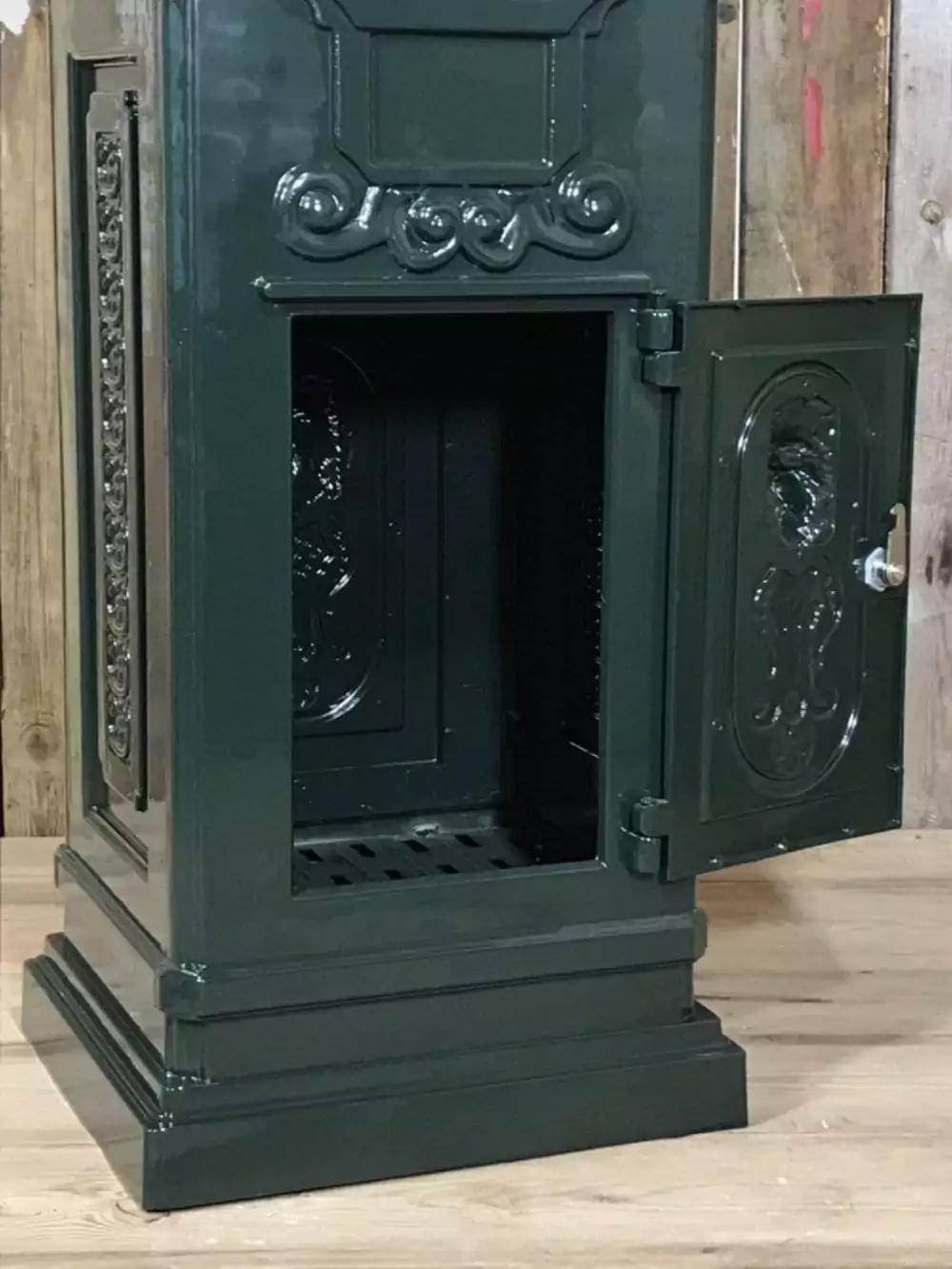 green metal mailbox