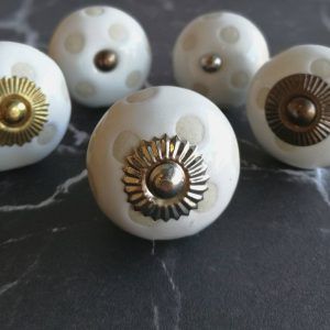 The Etched Polka Pull Glazed Ceramic Cupboard Door Knob