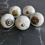 The Etched Polka Pull Glazed Ceramic Cupboard Door Knob