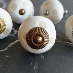 The Etched Polka Pull Glazed Ceramic Cupboard Door Knob