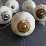 The Etched Polka Pull Glazed Ceramic Cupboard Door Knob