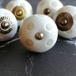 The Etched Polka Pull Glazed Ceramic Cupboard Door Knob