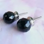 The Black Glass Geo Black Cut Glass Cabinet Knob Hardware