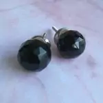 The Black Glass Geo Black Cut Glass Cabinet Knob Hardware