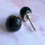 The Black Glass Geo Black Cut Glass Cabinet Knob Hardware