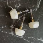 The Ivory Geometric Stone Knob Marbled Off White Stone Pull