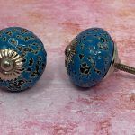 The Molten Blue Distressed Ceramic Cabinet Knob Drawer Pull