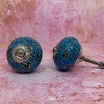 The Molten Blue Distressed Ceramic Cabinet Knob Drawer Pull