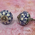 The Leafy Edge Blue & Green Decorative Ceramic Drawer Pull