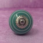 The Teal Glazed Symmetry Striped Ceramic Cabinet Door Knob