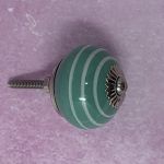 The Teal Glazed Symmetry Striped Ceramic Cabinet Door Knob