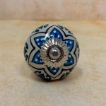 The Blue Lotus Pull Blue Flower Design Ceramic Door Knob