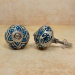 The Blue Lotus Pull Blue Flower Design Ceramic Door Knob