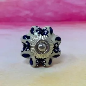 The Blue Iris Blue Flower Shaped Ceramic Drawer Pull Knob