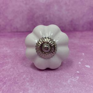 The White Ceramic Flower Knob Pumpkin Shaped Cabinet Pull