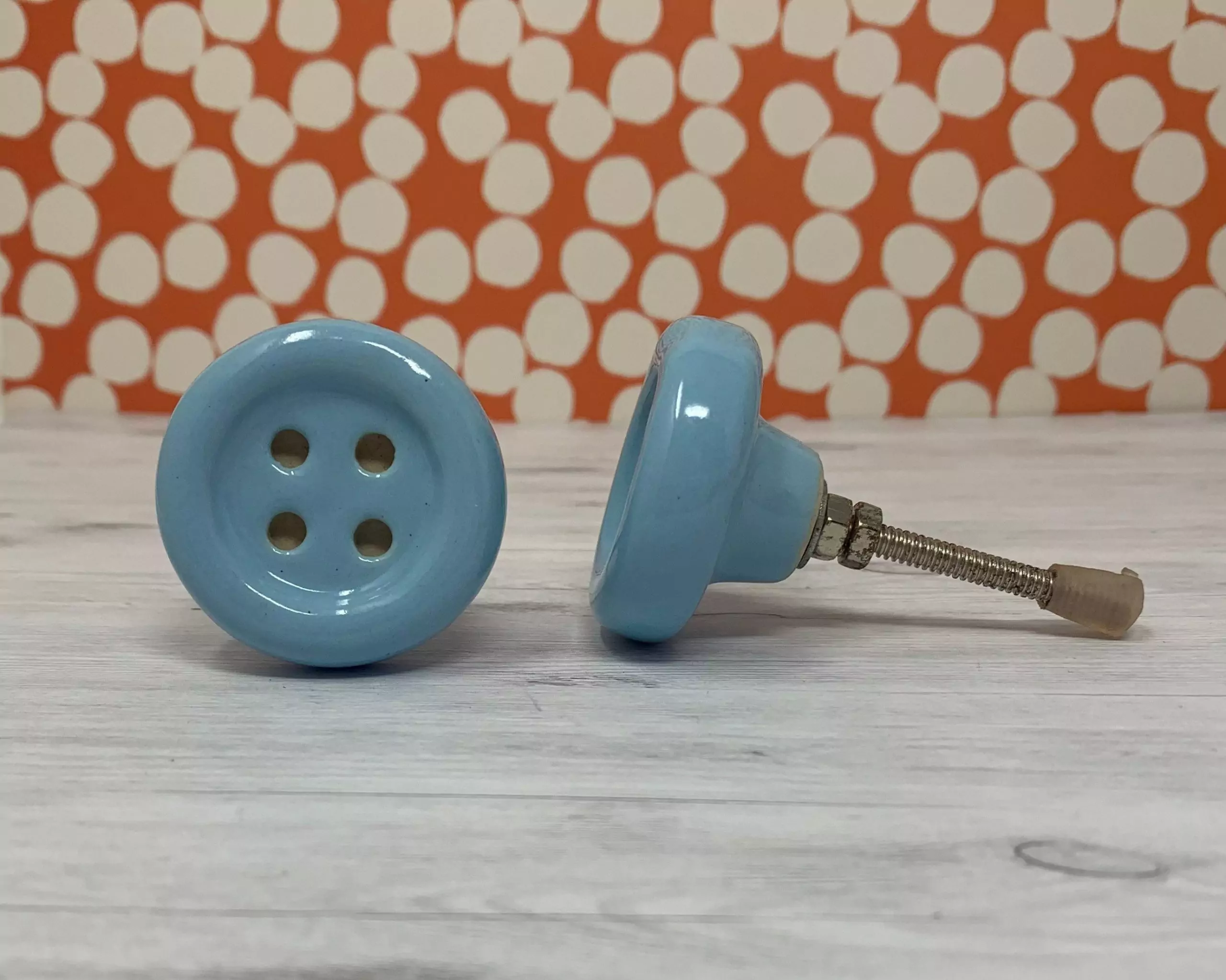 The Blue Button Pull Baby Blue Ceramic Cabinet Door Knob