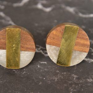 The Dark Wood Divide Contrasting Wood, Resin & Brass Knob