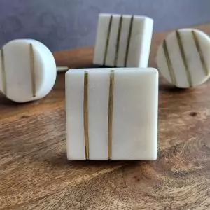 The Double Line White Stone - Square