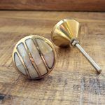 The Parallel Brass Mother of Pearl Knob Unique Drawer Pull