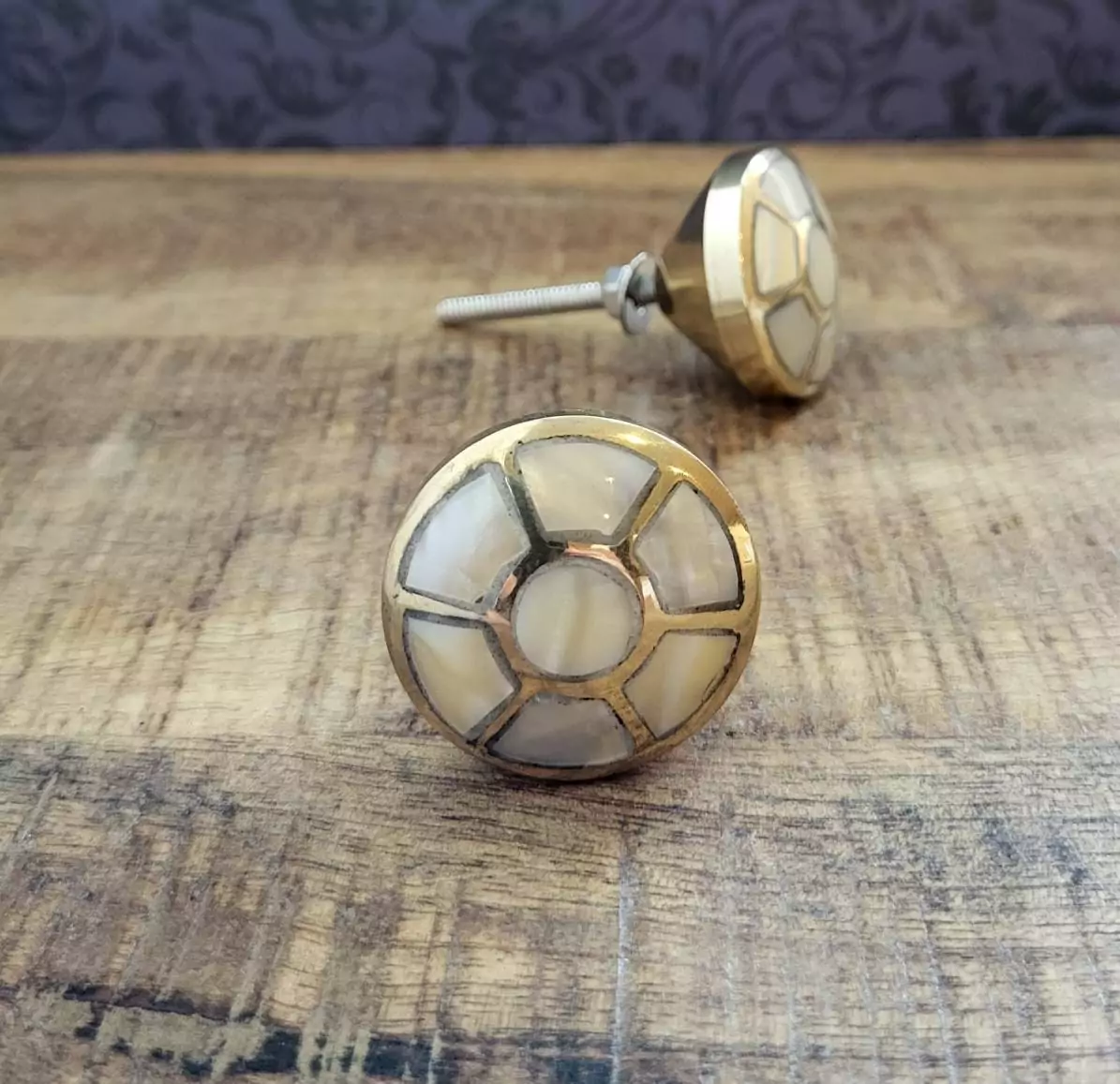 The Honeycomb Brass Cabinet Door Knob Geometric MOP Pull