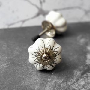 The Silver Dash White & Silver Ceramic Cabinet Knob Pull