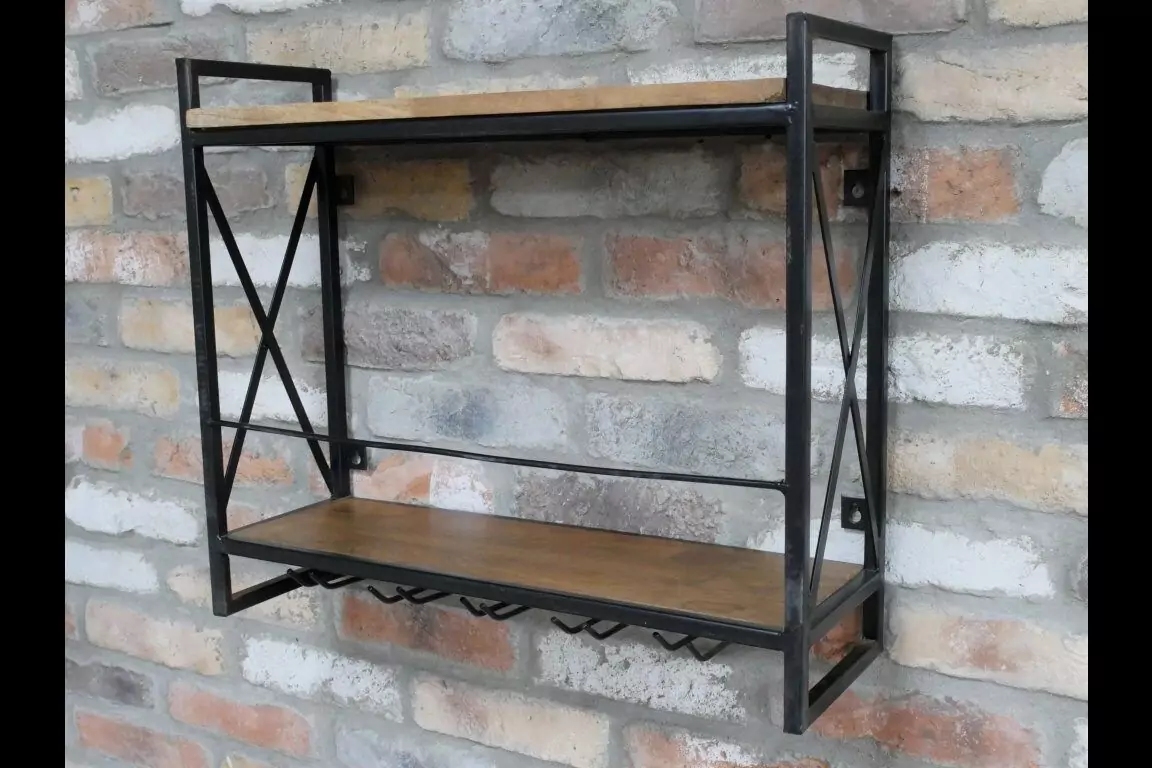 The Factory Iron Wine Shelf