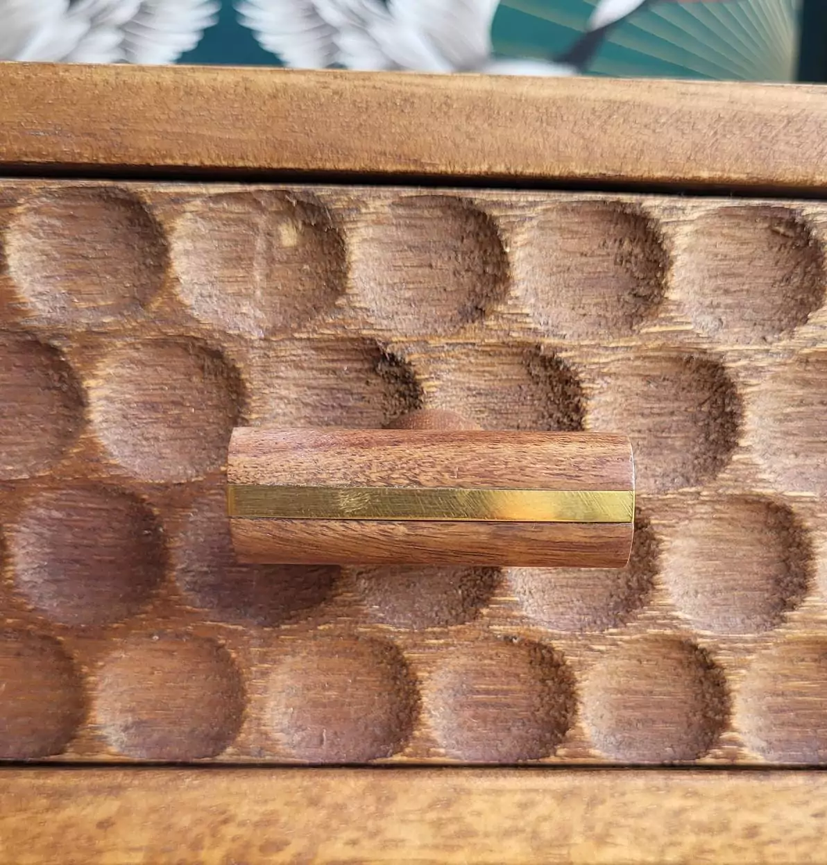 The Beech & Brass T Bar Handle Conemporary Drawer Pull