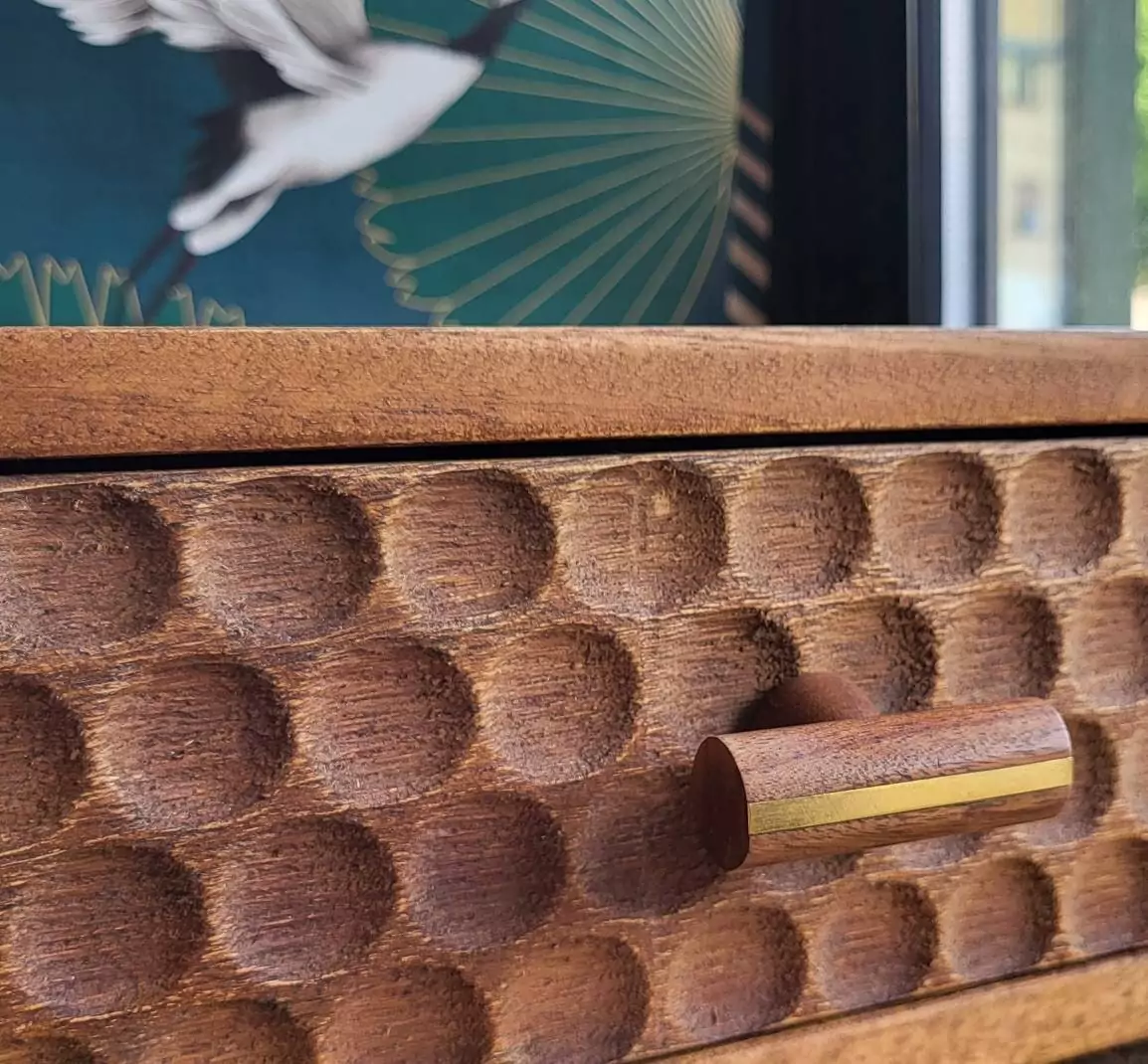 The Beech & Brass T Bar Handle Conemporary Drawer Pull