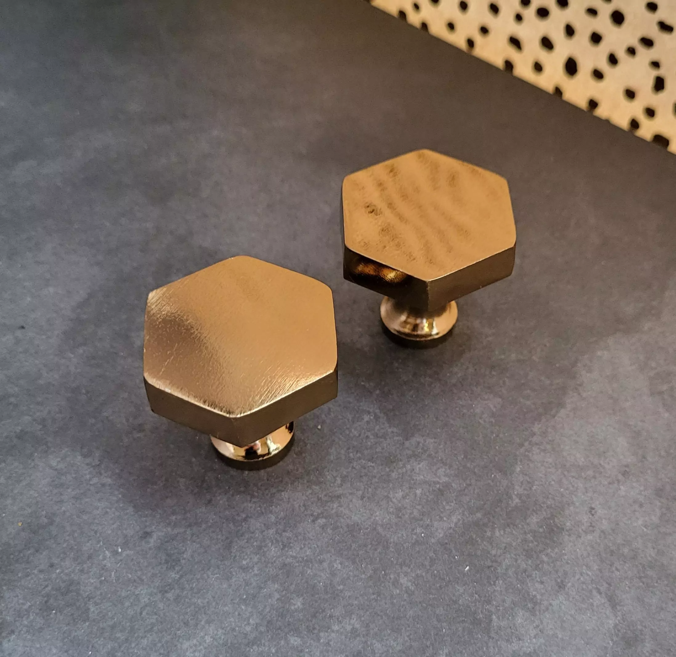 The Copper Hexagonal Knob Geometric Contemporary Pull