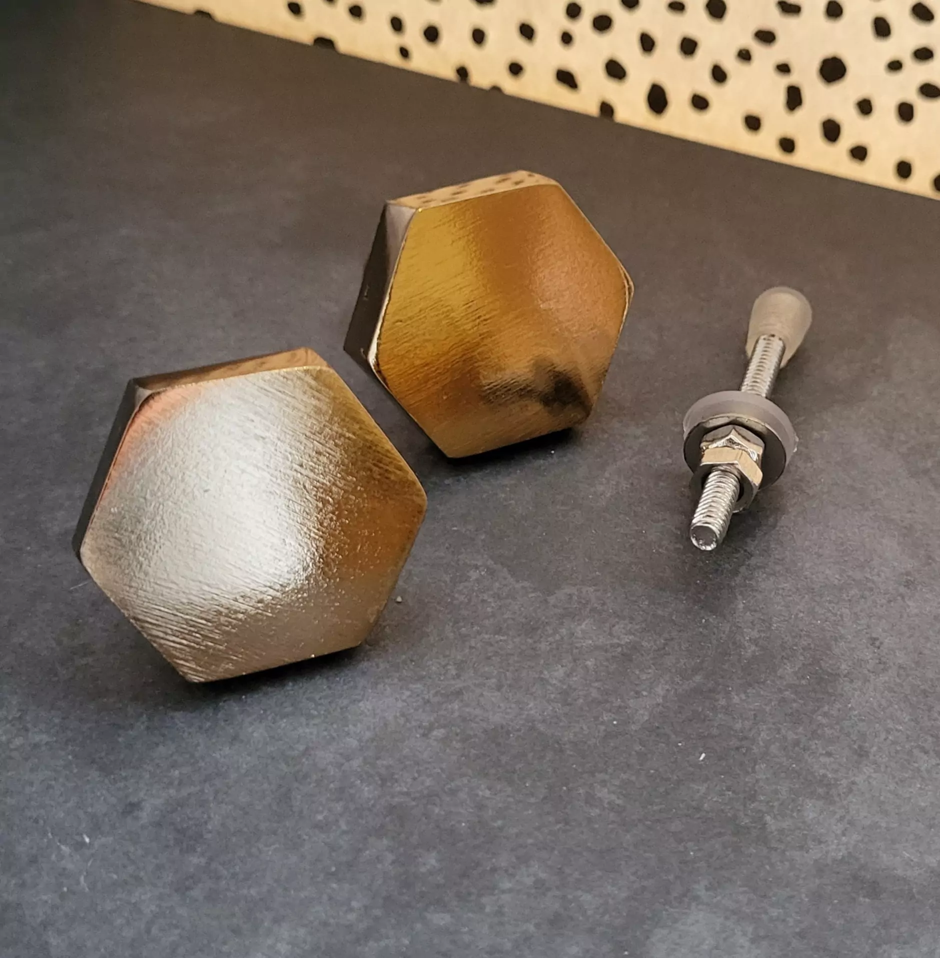 The Copper Hexagonal Knob Geometric Contemporary Pull