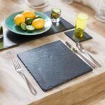 Set of 4 Natural Slate Square Place Mats and Coasters - Dinner Table Place Mats & Drinks Coasters