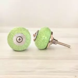 The Cracked Citron Pull Lime Green Crack Glaze Ceramic Knob