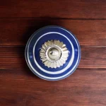 navy blue white striped knob