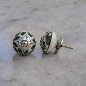 The Olive Leaves Classic Olive Green Ceramic Drawer Knob