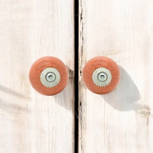 orange crackle effect ceramic knob