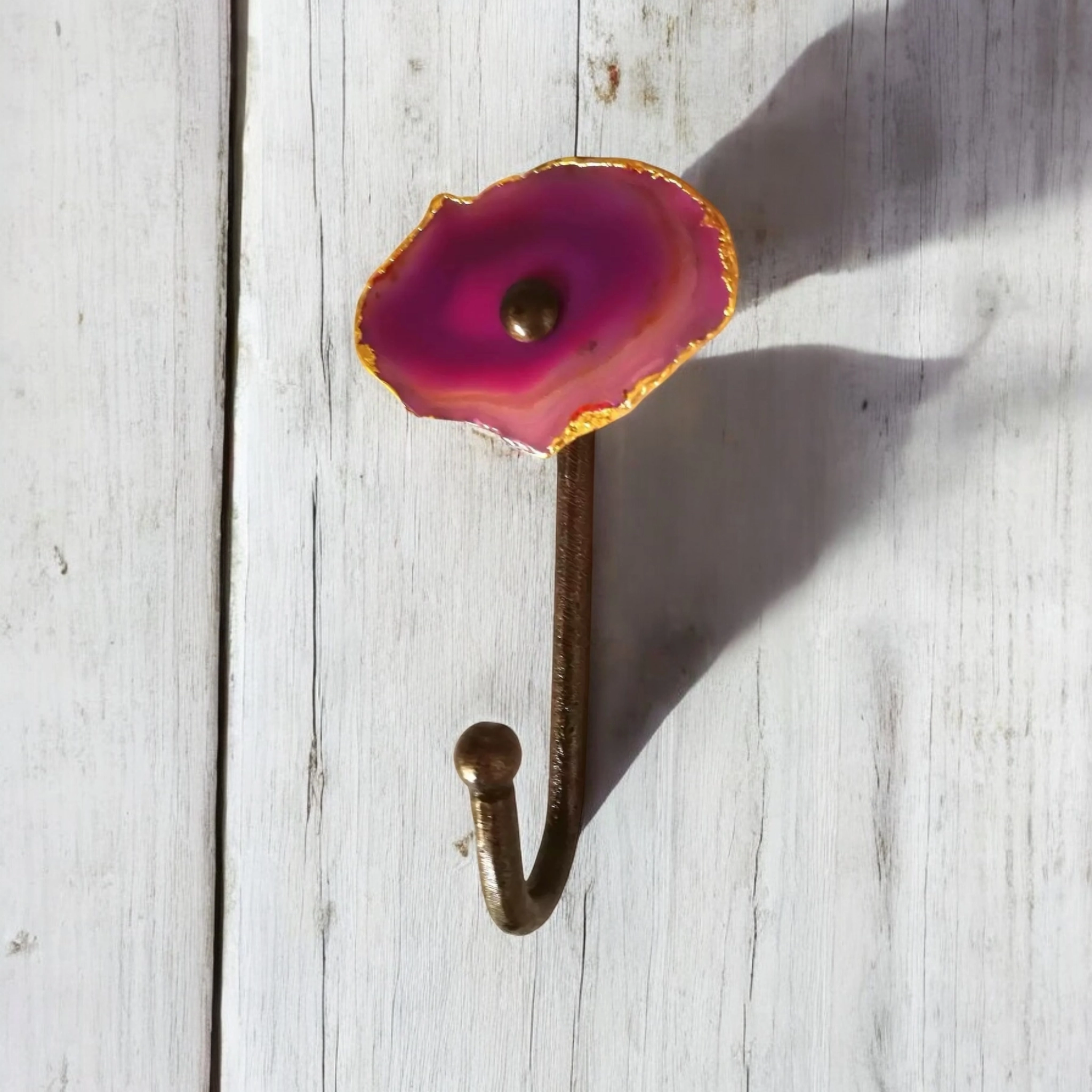 pink agate coat hook